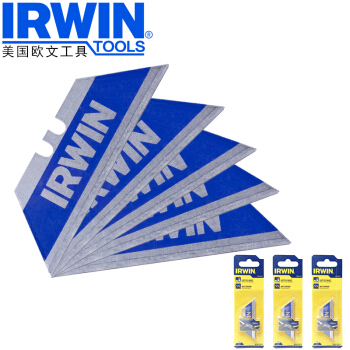 欧文（IRWIN）双金属梯形美工刀片 割刀片 墙纸壁纸刀片 裁纸刀 双金属梯形刀片(5片/包) 三包