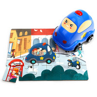 特宝儿（topbright）仿真警车小车儿童拼图玩具宝宝木质拼图男孩女孩儿童玩具1-2-3岁-6岁