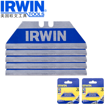 欧文（IRWIN）双金属梯形美工刀片 割刀片 墙纸壁纸刀片 裁纸刀 双金属梯形安全(弧角)刀片（5片/包）两包