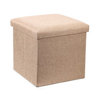 RedCamp 正方形收纳凳子储物凳可坐成人沙发凳换鞋凳折叠收纳椅家用收纳箱 卡其55升