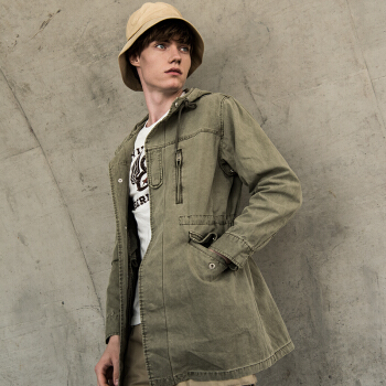 AK男装 （AKSERIES）法国“F-2”战地风衣夹克 1806203 军绿 XL