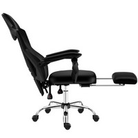 GE 电脑椅办公椅子 家用人体工学网布椅电竞椅转椅靠背椅老板可躺椅 带搁脚 黑色 A1-1