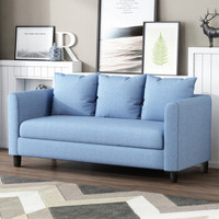 杜沃 沙发 布艺沙发现代简约小户型北欧客厅家具整装三人沙发懒人沙发可拆洗乳胶沙发 B1乳胶1.82米浅蓝色
