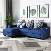 杜沃 沙发 乳胶布艺沙发简约小户型三人位可拆洗懒人沙发整装客厅家具自由变换组合沙发 H16乳胶-深蓝色
