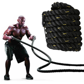 威仕顿 WEISHIDUN 羽球力量训练大绳 爆发力量体能训练器材粗绳 健身锻炼绳子 12米50mm 黑黄色
