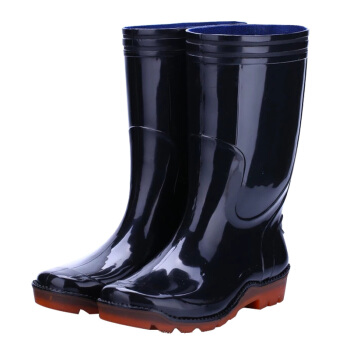 纪维希（jiweixi） 雨鞋 耐磨防滑工作男士雨靴套脚 JWX1001 中筒黑色 39