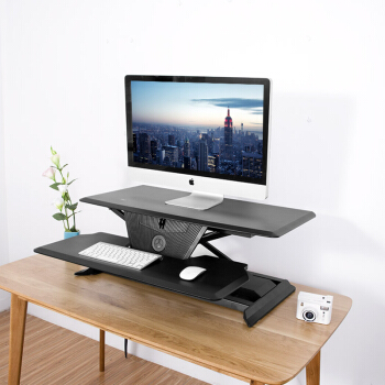 恰宜站立办公电动升降电脑桌 台式笔记本办公桌 折叠式工作台写字书桌 笔记本显示器工作台WYSD-EC-002（黑）