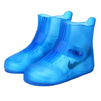 星月蓝 防雨鞋套 一体成型防滑加厚耐磨隔脏防水鞋套 户外旅行柔软易折叠便携鞋套蓝色（40-41码）
