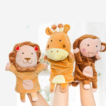 金洋创意 手偶毛绒玩具套装+10本故事书 儿童哄睡神器宝宝安抚公仔玩偶婴幼儿手指玩偶动物手套布偶娃娃