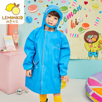 lemonkid LK011112 儿童塔丝绒雨衣 男童女童小童小孩小学生幼儿园雨披 蓝色恐龙 L