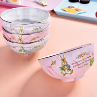 比得兔（Peter Rabbit）大理石纹餐具套装 四碗四勺组合套装 兔子图案陶瓷碗  PR-T1056-1