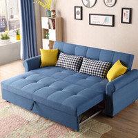 摩高空间多功能沙发床乳胶可折叠坐卧两用布艺小户型双三人高档沙发床2.2米-海绵款F01
