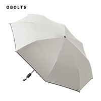 obolts太阳伞遮阳伞三折防晒防紫外线伞女超轻折叠晴雨两用黑胶伞奶茶白