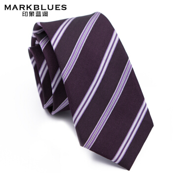 印象蓝调（markblues）男士领带商务正装真丝领带男7CM桑蚕丝韩版休闲领带    暗紫条纹 7CM