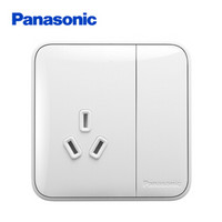Panasonic 松下 开关插座面板 单开单控三孔16A插座 1开3孔大功率空调墙壁插座 格彩 WPC608 白色