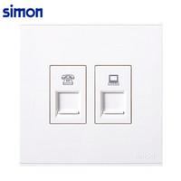 西蒙(SIMON) 开关插座面板 E6系列 电话电脑插座 86型面板 象牙白色 725229