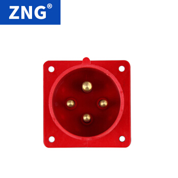 ZNG 380V32a4p暗装器具插座 三相四线4芯32a面板固定反装工业插座 5个装ZNG-624