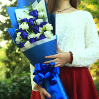 钟爱11朵蓝玫瑰花束 情人节送花 生日礼物 女生 鲜花速递全国同城花店送花