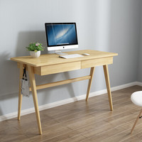 苏夏 学生电脑桌 北欧简约实木台式电脑桌办公桌书桌桌子 实木色100*55*75