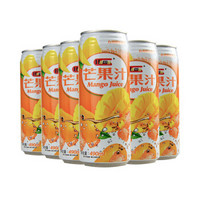 Hamu芒果汁台湾进口休闲饮料口感纯正490ml*6罐装