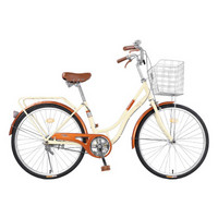 邦德·富士达 BATTLE 24寸自行车学生女式轻便通勤车复古淑女单车买菜车 T100 黄棕色