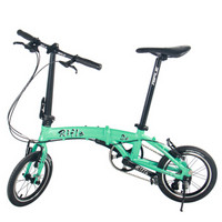 RIFLE折叠自行车14寸折叠自行车精品折叠3速城市代步折叠自行车亮光绿