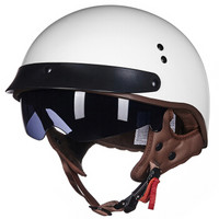 TORC摩托车头盔春夏新款男女复古哈雷头盔电动车小半盔T535 白色 L码