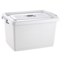 凡高（VENGO）海纳滑轮收纳箱 大号塑料百纳箱 家用衣物整理箱 储物箱 白色 约70L