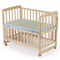 晨辉（CHBABY）婴儿床实木无漆多功能宝宝床摇篮床新生儿拼接床bb床幼儿童床 XY-105B原木色床+床垫