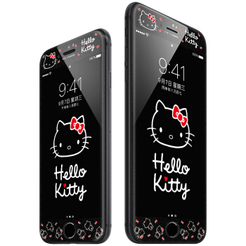 Hello Kitty 苹果8/7钢化膜 iPhone8/7碳纤维软边彩膜手机保护贴膜 魅影凯蒂