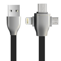 雷麦 多功能三合一手机充电线  适用于Type-c/安卓/苹果iPhone8/7/6s/华为/小米/OPPO 标准版 1米 黑色