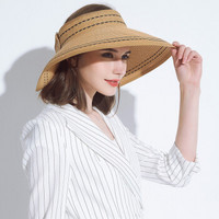 纪维希 遮阳帽 男女夏季防晒空顶沙滩帽 可折叠户外百搭太阳帽凉帽  JWX208 焦糖色