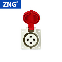 ZNG 380V32a4p暗装工业插座324 三相四线4孔32a电机插座3P+E 5个装ZNG-324