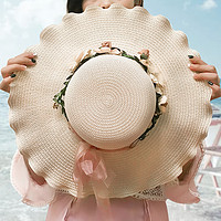 草帽女 沙滩小清新防晒帽子女可折叠太阳帽出游遮阳帽女海边度假