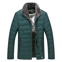 南极人男士商务休闲保暖外套加厚羊毛领防寒服爸爸装 MYJ61165 深绿 180/XL