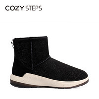 COZY STEPS时尚星空澳洲羊皮毛一体防水短筒雪地靴7D615 黑色 36