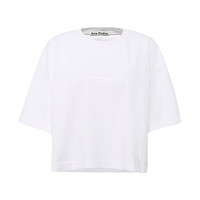 ACNE STUDIOS Cylea Emboss系列女士白色logo印花图案短款短袖T恤 AL0054 OPTICWHITE XS码