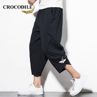 鳄鱼恤（CROCODILE）短裤 男士2019夏季新款时尚潮流休闲阔腿裤 4103-M76 黑色 M