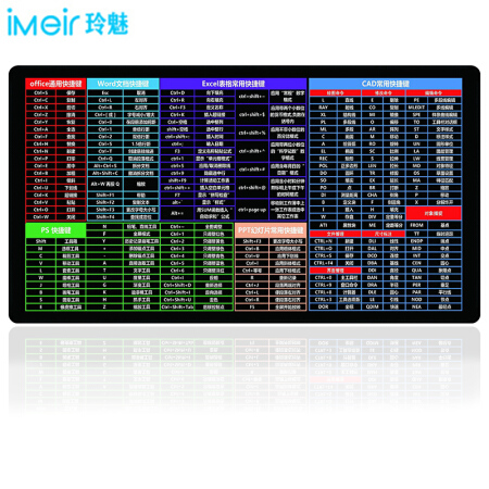 玲魅 鼠标垫快捷大全电脑键盘笔记本办公游戏锁边大号鼠标垫800