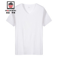 AEMAPE/美国苹果 夏季2019新品男装短袖T恤 纯色体恤男士圆领半截袖打底衫 ap8023 白色 M