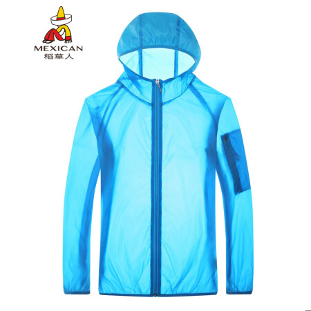 稻草人 MEXICAN 防晒衣男2019夏季新品薄款透气男士防晒服运动外套速干皮肤衣 蓝色 S