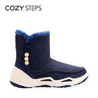 COZY STEPS澳洲羊皮毛一体时尚串珠保暖雪地靴女7D241 深蓝色 38