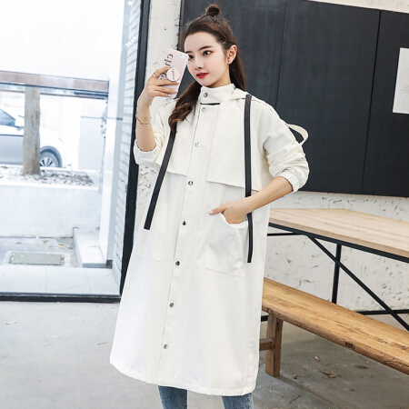 沫欣 风衣女2019秋冬新品学生时尚个性百搭宽松工装中长款休闲风衣外套 GZRWQ8720 白色 XXL