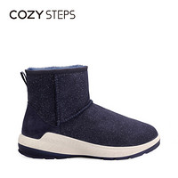 COZY STEPS时尚星空澳洲羊皮毛一体防水短筒雪地靴7D615 深蓝色 38