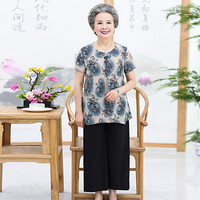 weierni 维迩旎 夏季新款女装新品中老年妈妈套装两件套 MMJH41009 蓝色套装 4XL