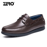 零度(ZERO)男士经典商务休闲耐磨系带套脚功能鞋子 F6101 系带暗棕 44码