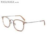 MASUNAGA增永眼镜男女复古手工全框眼镜架配镜近视光学镜架GMS-828 #33 琥珀框银架