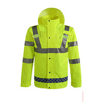 先锋连 安全反光分体式执勤透气雨衣雨裤套装 户外执勤骑行成人反光雨衣套装 荧光绿 M165