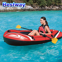 Bestway百适乐 单人加厚充气船橡皮艇皮划艇皮筏艇气垫船自驾游装备(附赠船桨x2)61078