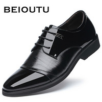 北欧图（BEIOUTU）商务休闲英伦时尚舒适亮漆皮正装皮鞋男 6806 黑色 38